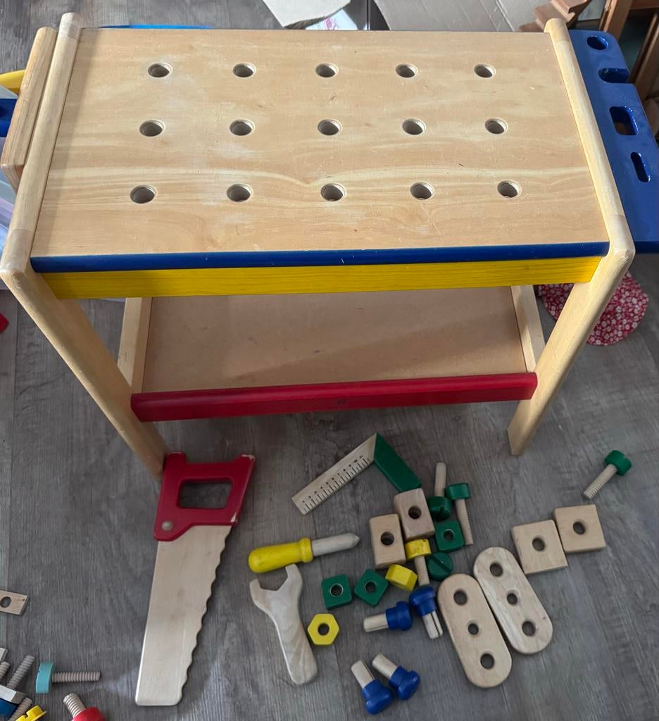 Houten kinder werkbank met gereedschap, Kinderen en Baby's, Speelgoed | Overig, Ophalen, Gebruikt, Jongen of Meisje
