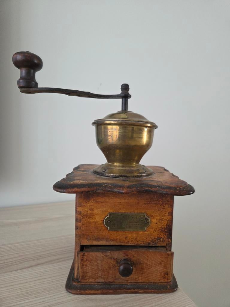 Antieke Java koffiemolen - Hout en messing, Ophalen of Verzenden