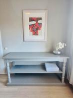 Vintage houten sidetable boekenkast dressoir grijs groen, Ophalen of Verzenden, 25 tot 50 cm, Rechthoekig, 150 tot 200 cm