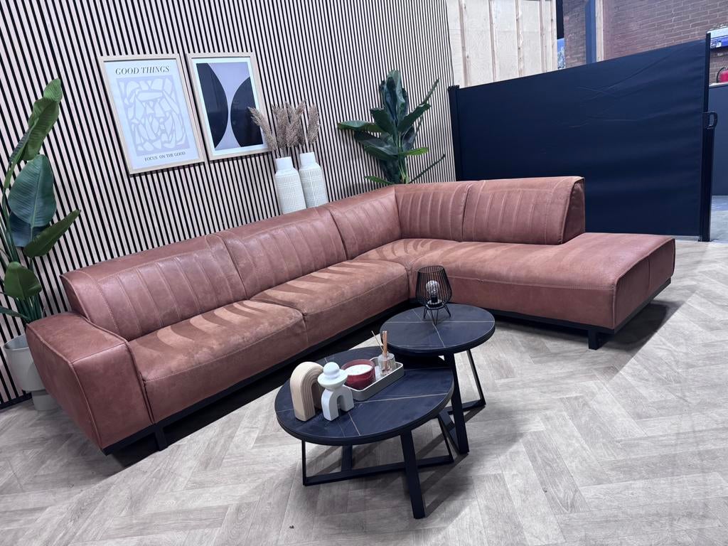 De Bommel Cognac Hoekbank -305 x 230, -, Hoekbank, 300 cm of meer, Leer