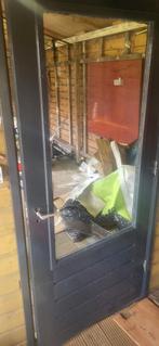 Hardhouten deur met kozijn dubbelglas 201x87cm, Ophalen, Gebruikt, Buitendeur, 200 tot 215 cm