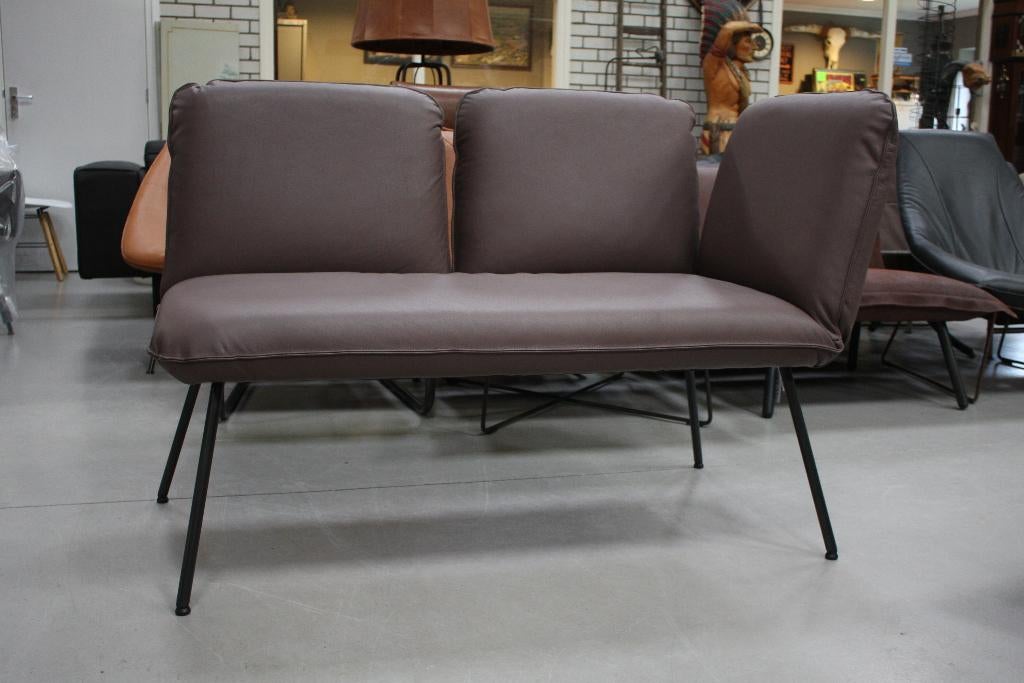 2 x bank / eetkamerbank Shuffle Jess design leer taupe, Ophalen, Zo goed als nieuw, Leer, Vijf, Zes of meer stoelen