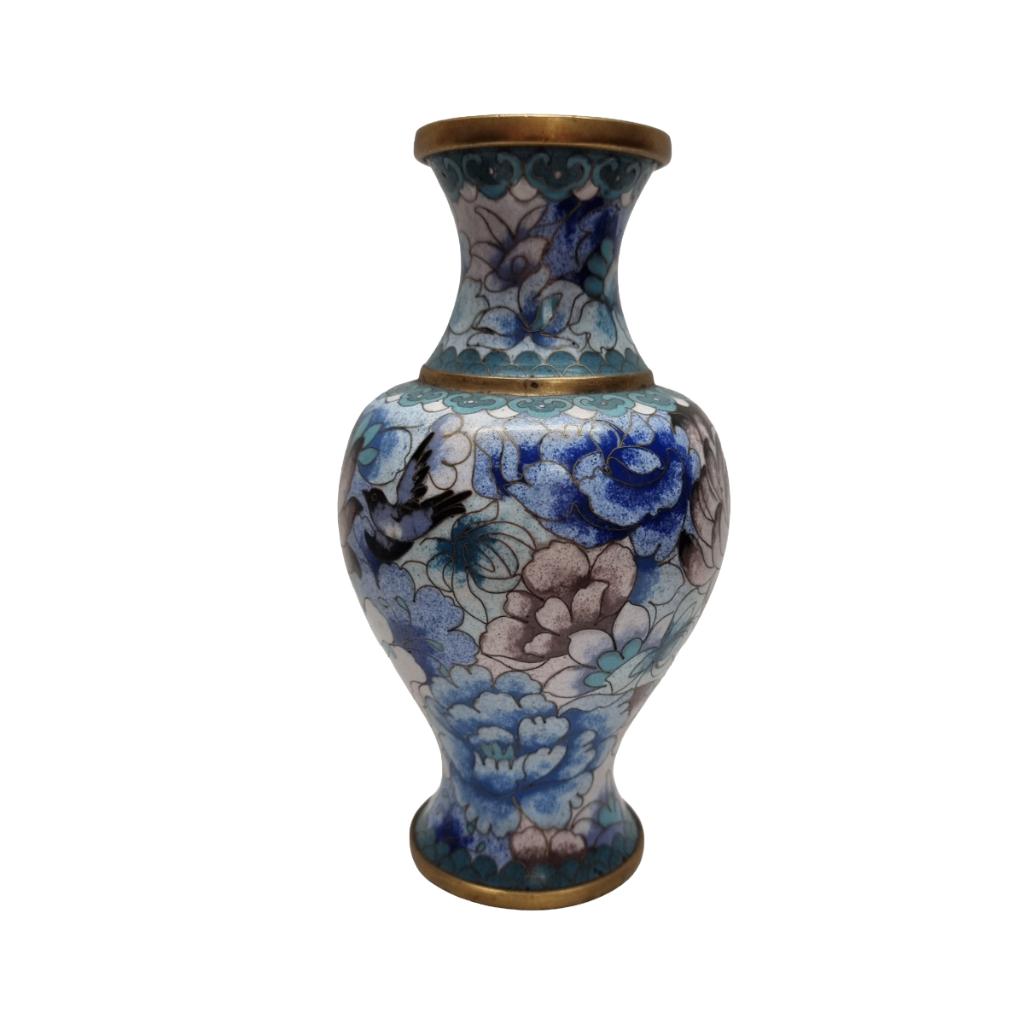 Vintage blauwe cloisonné vaas, Antiek en Kunst, Curiosa en Brocante, Ophalen of Verzenden