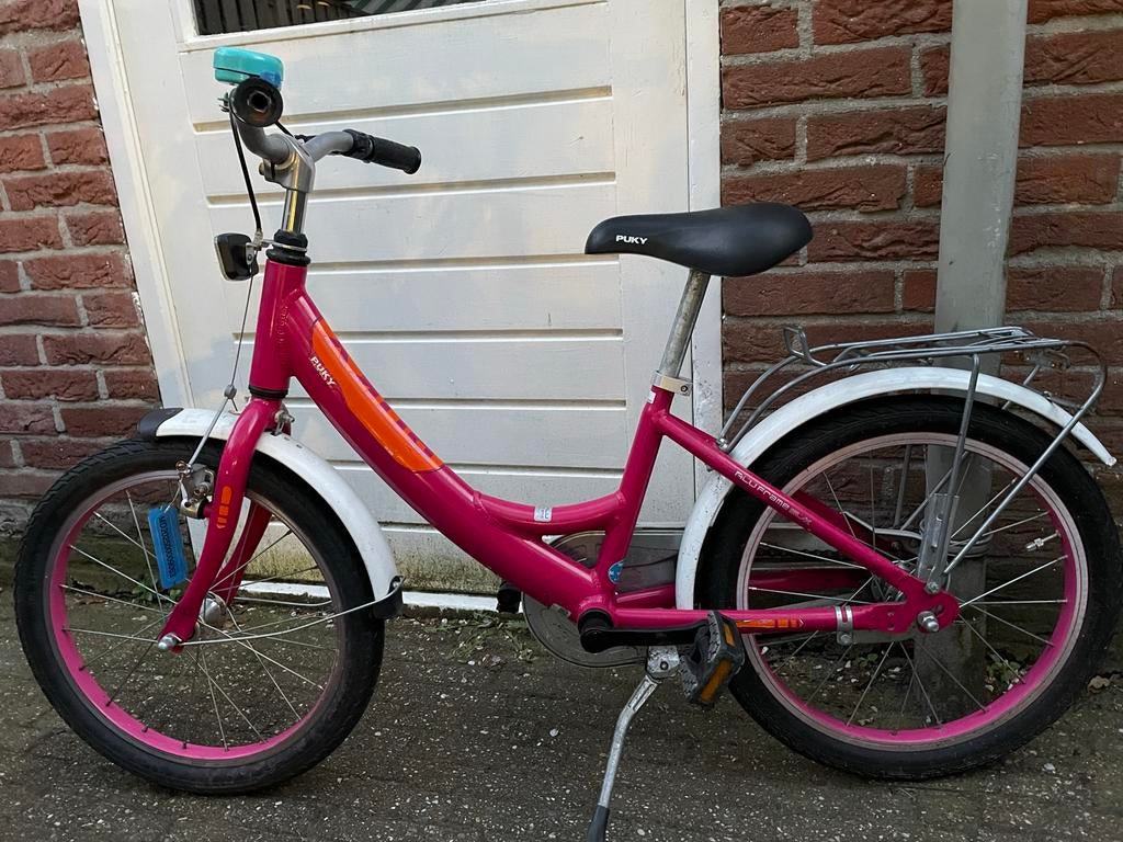 Puky kinderfiets roze - 18inch, Ophalen, Gebruikt, Velgrem, 16 tot 20 inch