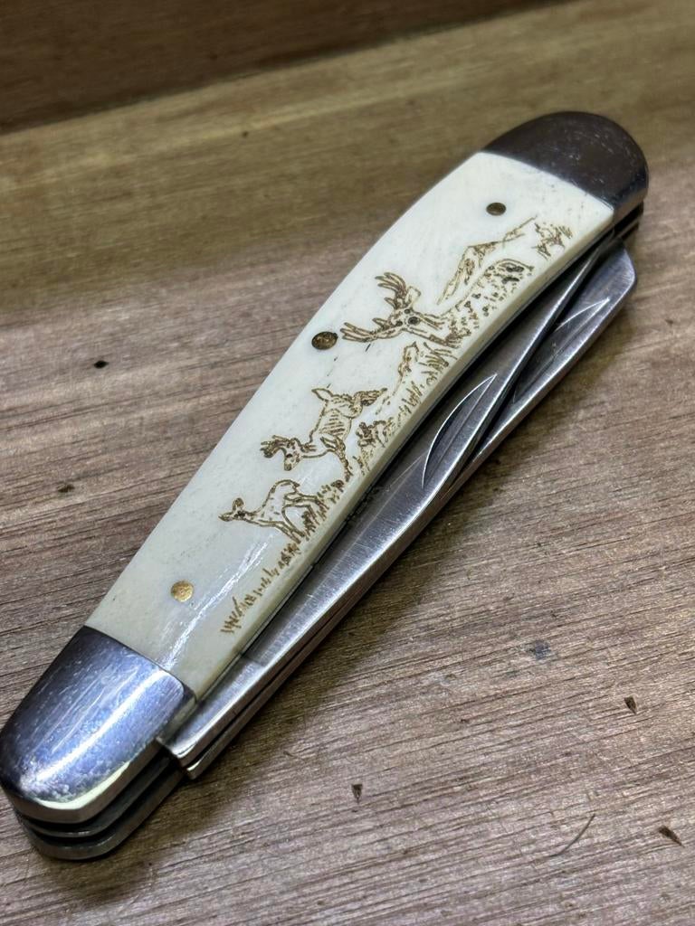 ELK RIDGE ER-220 Custom Design Zakmes - RVS met Jachtgravure, Ophalen of Verzenden, Zo goed als nieuw