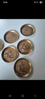 Vintage massief messing onderzetters - nette staat, Ophalen of Verzenden, Glas of Kopje