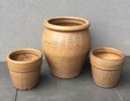 Vintage jaren’60 oud Hollandse terracotta kwaliteit potten, 25 tot 40 cm, Rond, Ophalen of Verzenden, Zo goed als nieuw