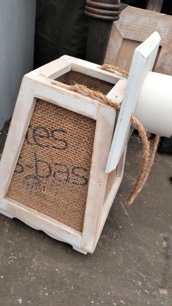 Brocante houten windlicht wit, Antiek en Kunst, Ophalen of Verzenden