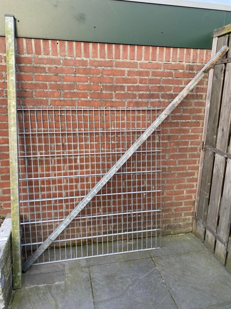 Stalen hekwerk met toebehoren, Tuin en Terras, Tuinhekken en Hekwerk, Ophalen, Gebruikt, IJzer, Gaashekwerk