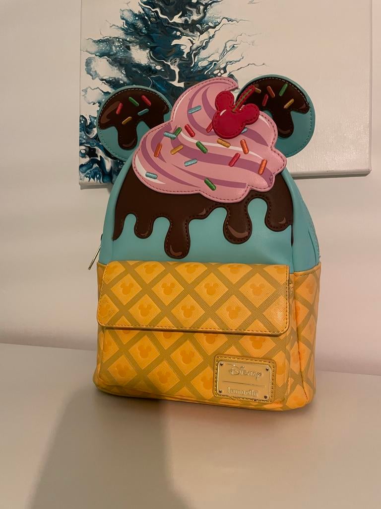 Loungefly Minnie Mouse Ice Cream Mini Rugzak Disney, Ophalen of Verzenden, Mickey Mouse, Zo goed als nieuw