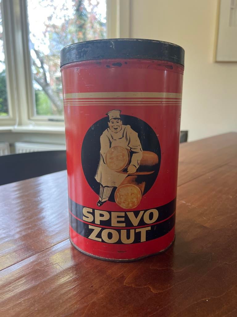 Vintage Spevo Zout blik - Zeldzaam verzamelobject, Verzamelen, Ophalen of Verzenden, Gebruikt, Overige, Overige merken