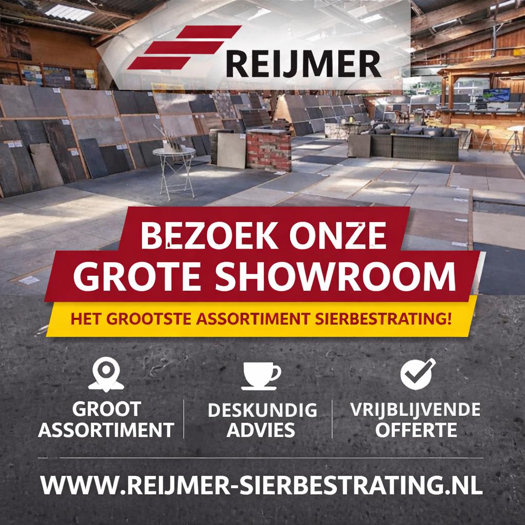 Bezoek onze 1100 m² Showroom!, Tuin en Terras, Tegels en Klinkers, Ophalen, Nieuw, 10 m² of meer, Reijmer Sierbestrating