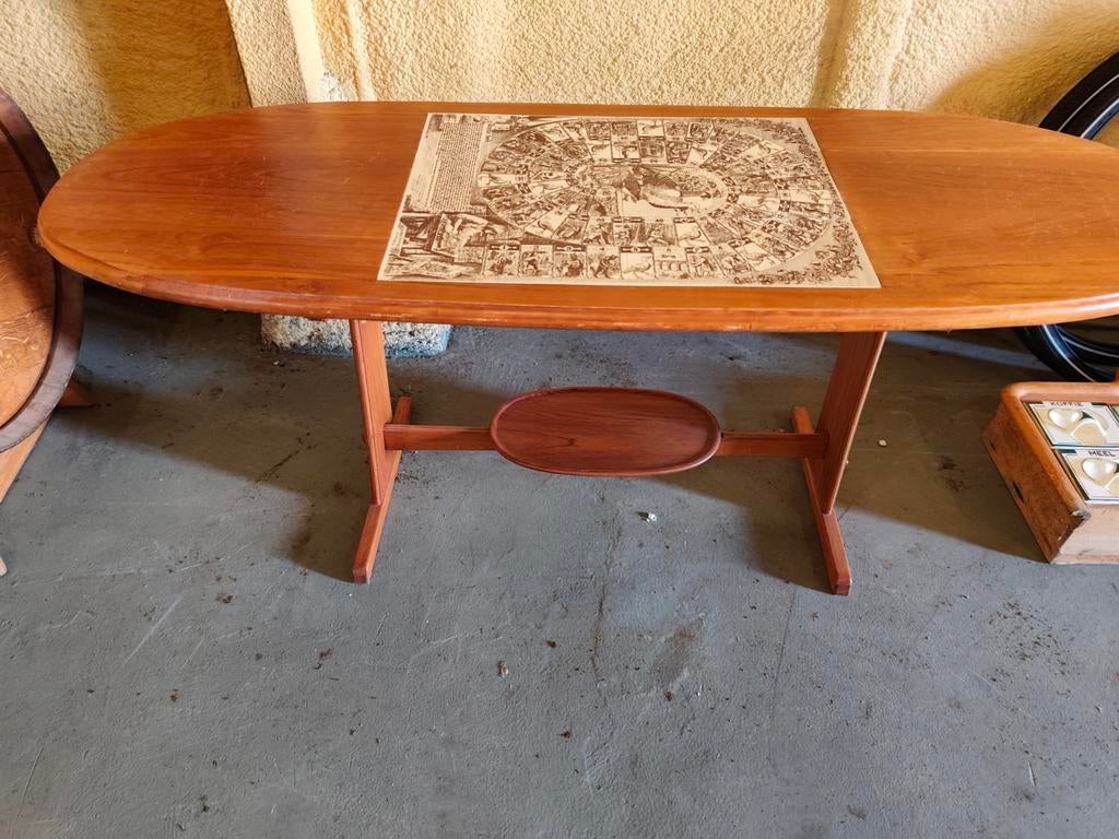 Vintage ganzenbord tafel,met grote tegel er in, Ophalen of Verzenden