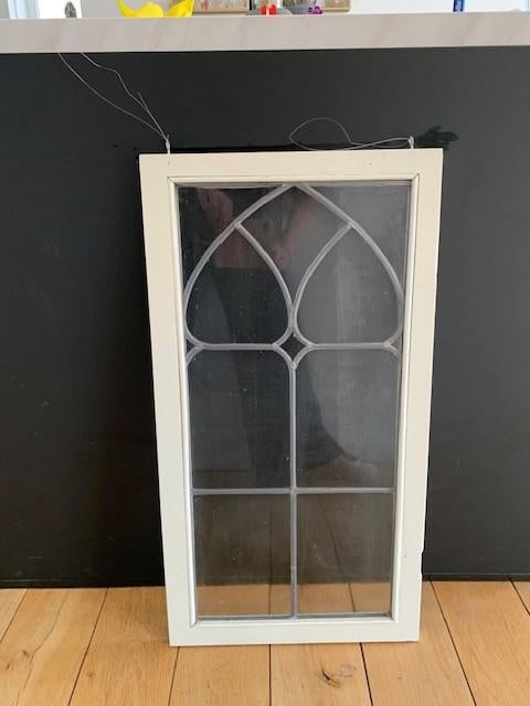 glas in lood raam 42 x72 cm brred, afhalen arnhem zuid, Ophalen, Gevelraam of Ruit, Gebruikt, Minder dan 80 cm