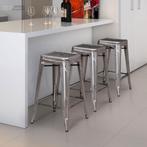 Llix vintage retro industriele bladen stoelen en tafels  826, Ophalen of Verzenden, Nieuw, Bruin, Vijf, Zes of meer stoelen