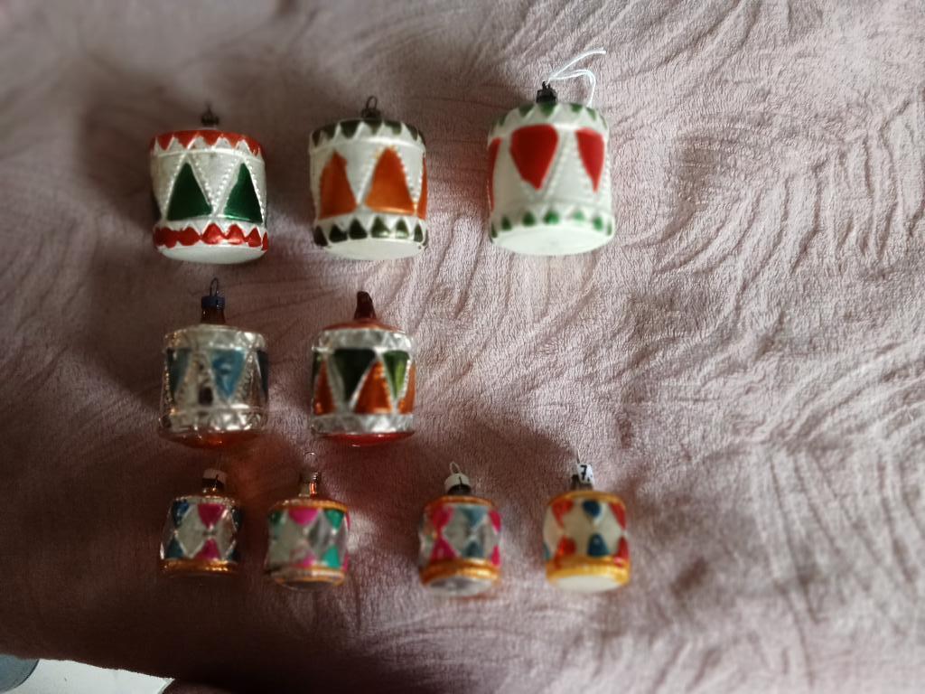 antieke glazen kerstbal model instrumenten trommels, Ophalen of Verzenden, Gebruikt