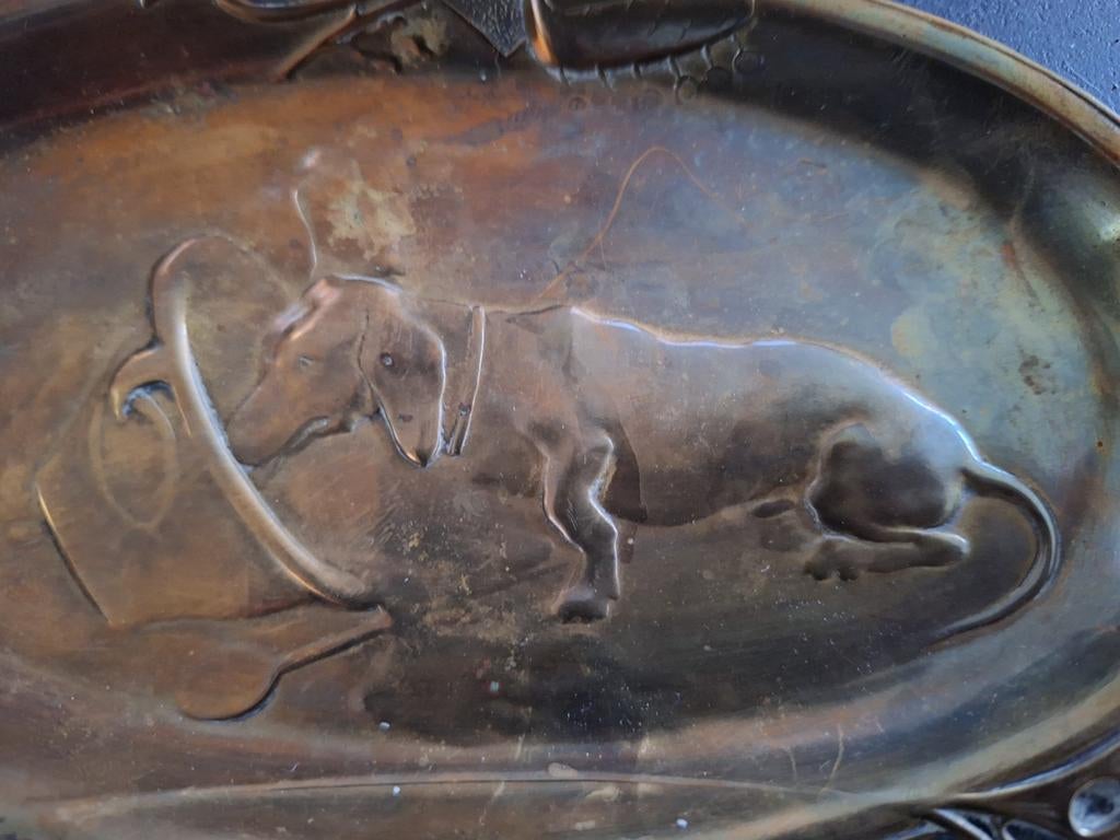 Antieke Art Nouveau Teckel Schaal/Sierbord, Ophalen of Verzenden