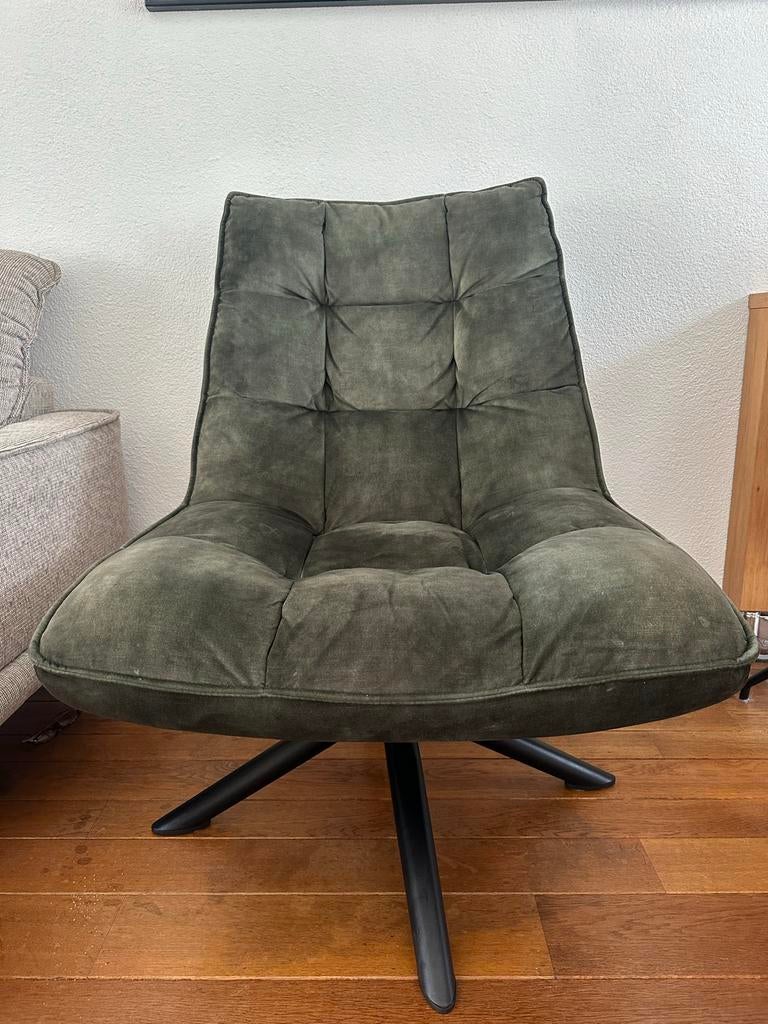 Donkergroene draaibare stoel velours groen, Ophalen, Overige kleuren, Zo goed als nieuw, Eén