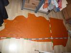 Oranje groot restant soepel echt leer rundleer, Hobby en Vrije tijd, Verzenden, Leer of Kunstleer, Nieuw, Oranje