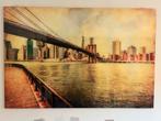 Glas schilderij.New York Brooklyn Bridge 120x80, Ophalen, Zo goed als nieuw, Schilderij, 100 tot 125 cm