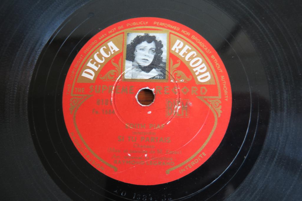 Edith Piaf Si Tu Partais 78 toeren 78 rpm chanson frankrijk, Cd's en Dvd's, Vinyl | Overige Vinyl, Ophalen of Verzenden, Gebruikt