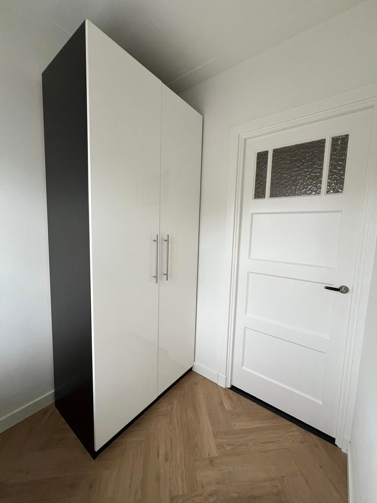 IKEA Pax kast zwart/bruin met witte deuren, Ophalen, Gebruikt, 200 cm of meer, 50 tot 100 cm