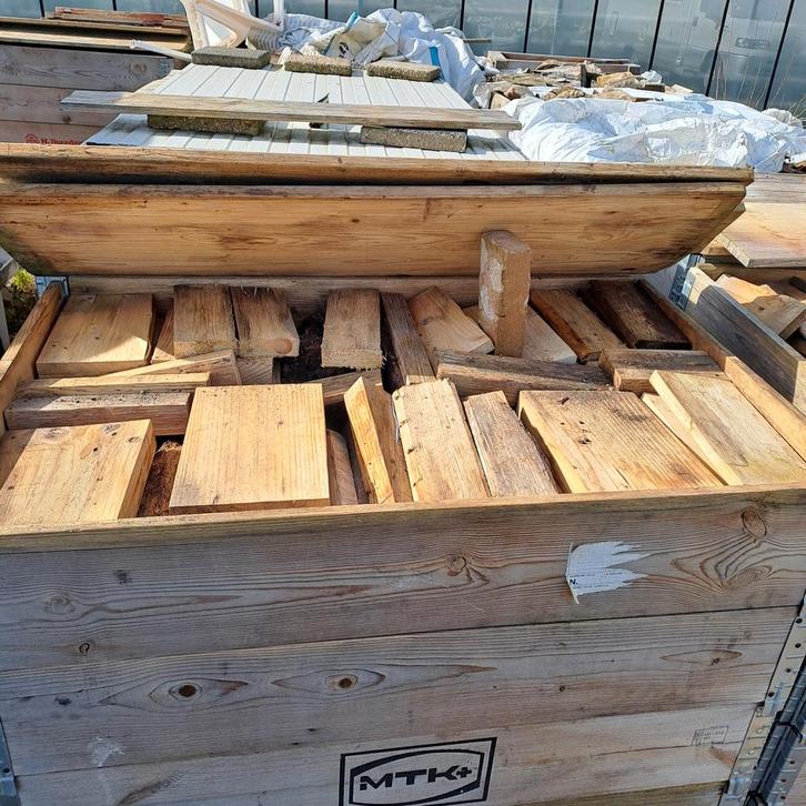 Haardhout in kist AANBIEDING, Tuin en Terras, Haardhout, Minder dan 3 m³, Ophalen