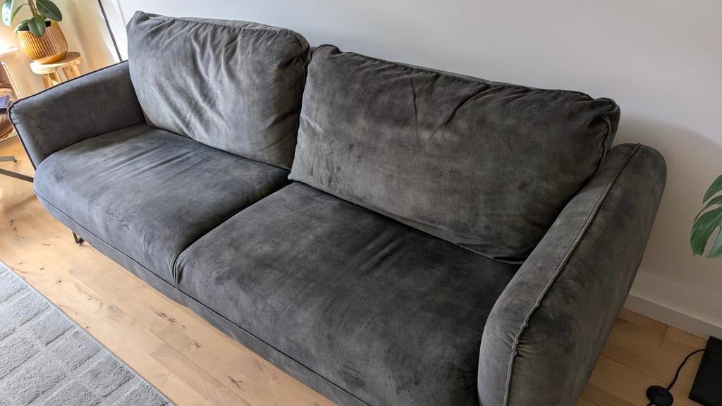 Olijfgroene driepersoonsbank, Huis en Inrichting, Banken | Bankstellen, Ophalen, Gebruikt, Metaal