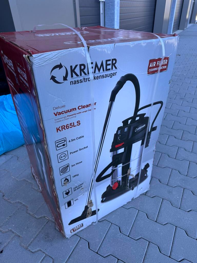 Kremer KR65LS - Stofzuiger - Nat/Droog - 2 Motoren, R, Nieuw, Ophalen of Verzenden, 2000 watt of meer