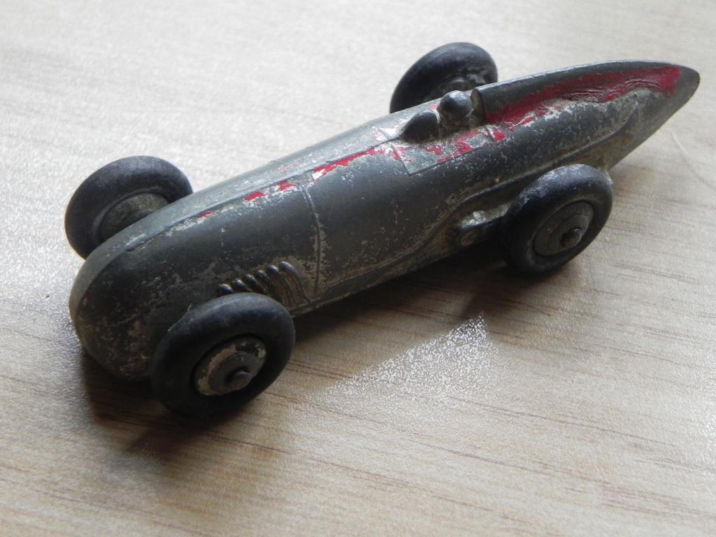 Dinky Toys 23a – Racing car silver red – ca. 1950, Ophalen of Verzenden, Gebruikt, Auto, Dinky Toys