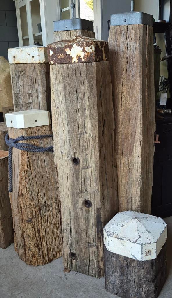 Robuuste Meerpalen, Dukdalf,Meerpaal voor tuinprojecten, Ophalen, Palen, Zo goed als nieuw, Hardhout