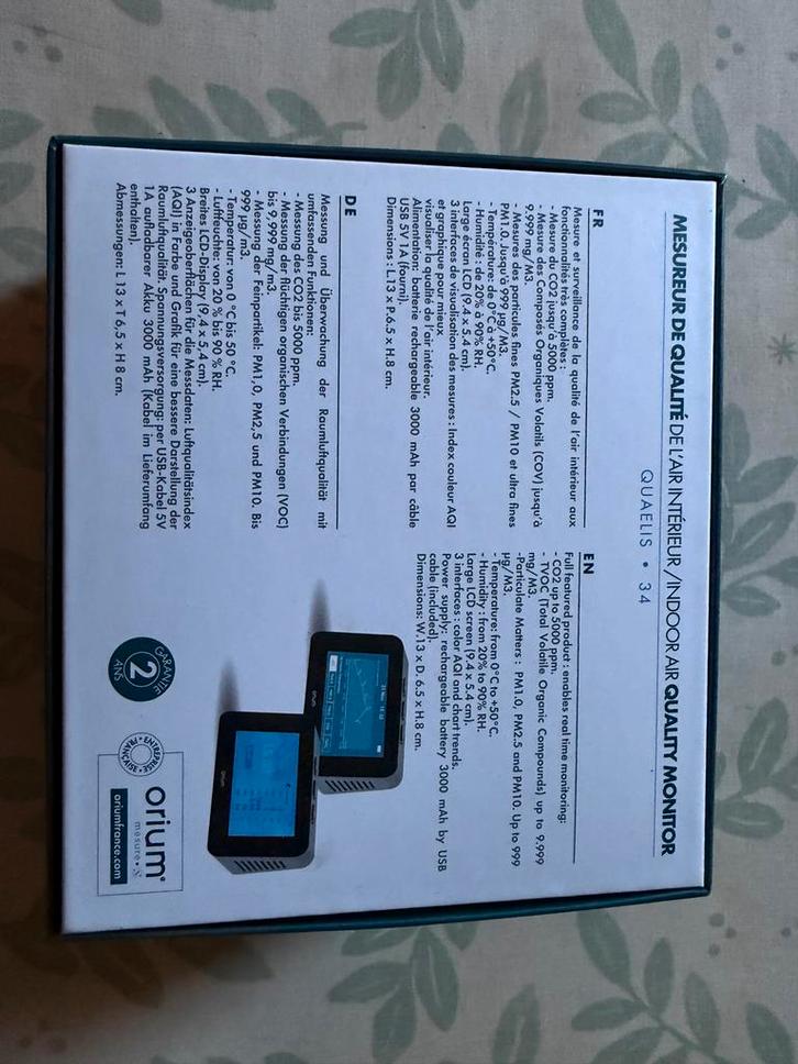 Quaelis 34 Luchtkwaliteitsmeter - Nieuw in Doos, Doe-het-zelf en Verbouw, Meetapparatuur, Nieuw, Ophalen of Verzenden