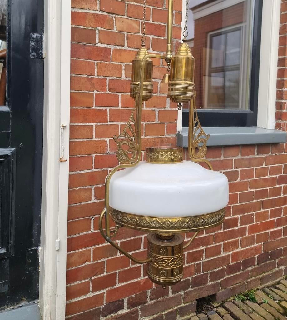 Art deco Jugendstil olielamp / hanglamp, Antiek en Kunst, Ophalen of Verzenden
