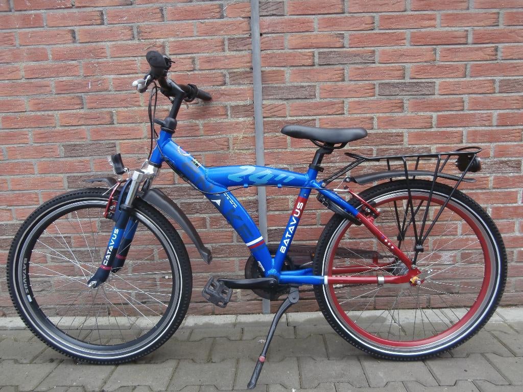 ALS NIEUW Batavus Snake 24 inch, 3 versnellingen. blauw-rood, Ophalen, Terugtraprem, 24 inch, Versnellingen