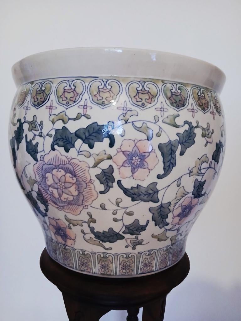 Cache pot  Groot Aziatische stijl, met handgeschilderd, Antiek en Kunst, Ophalen