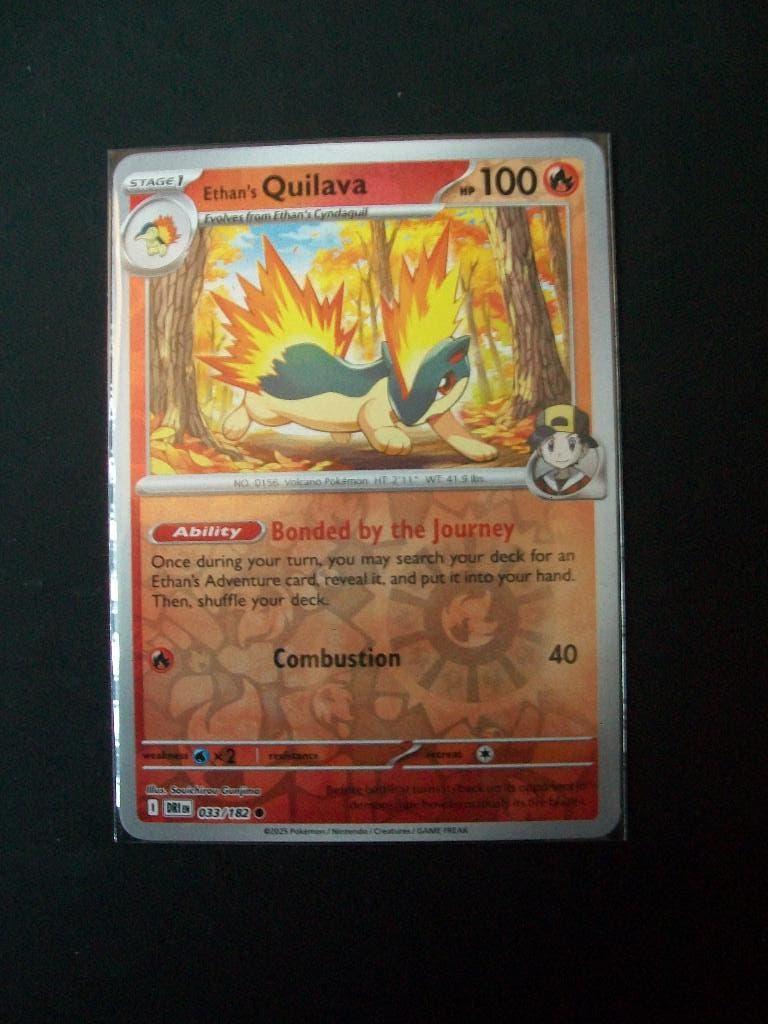 1009. Nieuwe Pokemon Kaart holofoil ETHAN's QUILAVA 033/182, Verzenden, Nieuw, Losse kaart, Foil