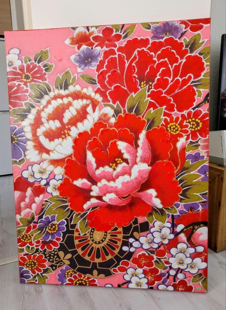 Chinees canvas, Huis en Inrichting, Woonaccessoires | Schilderijen, Tekeningen en Foto's, Ophalen, Zo goed als nieuw, Schilderij