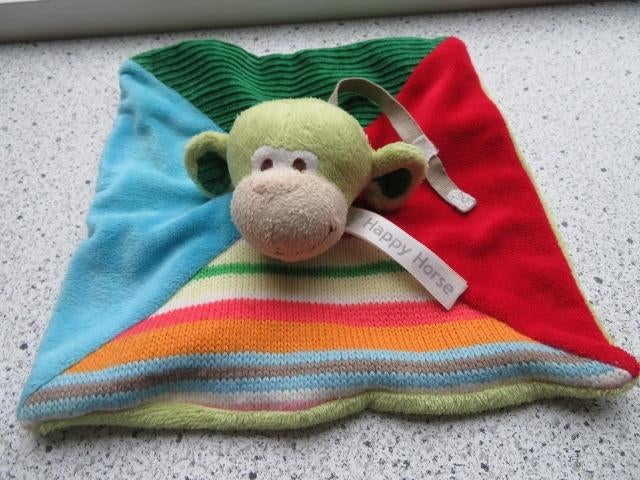Speendoek knuffeldoek aap MO merk Happy Horse met grote oren, Happy Horse, Ophalen of Verzenden, Zo goed als nieuw, Wasbaar
