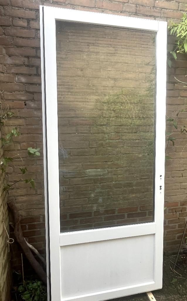 Houten buitendeur, Ophalen, 80 tot 100 cm, 215 cm of meer, Glas
