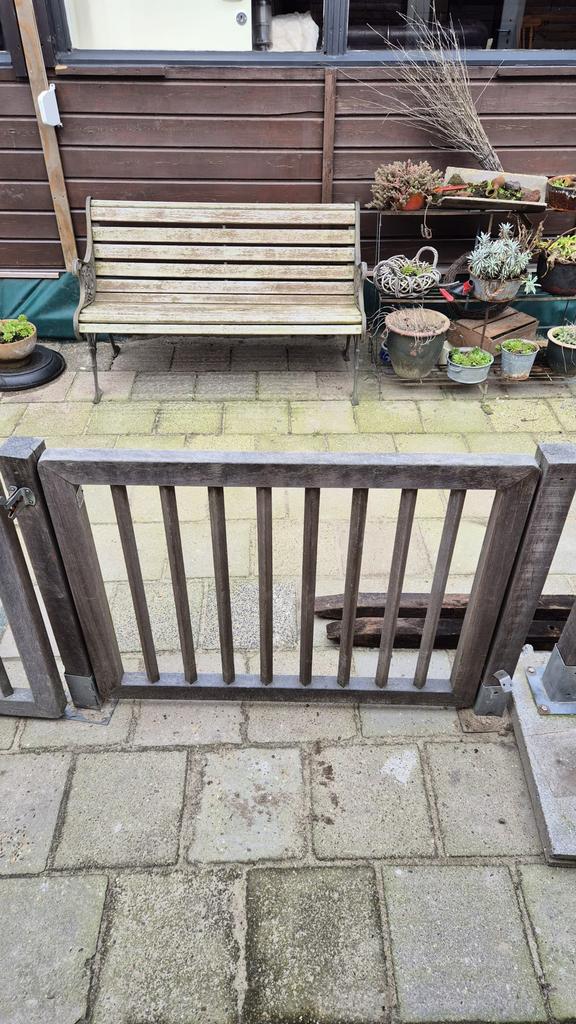 Hard houten hekwerk, Tuin en Terras, Tuinhekken en Hekwerk, Met poort, Gebruikt, Ophalen of Verzenden, Tuinhek