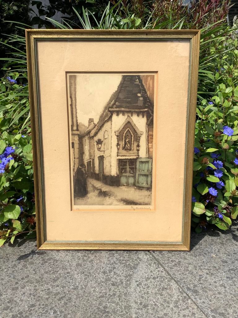 Originele Roger Hebbelinck + lijst/passe-partout/glasplaat, Ophalen of Verzenden