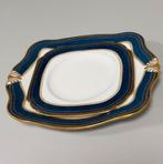 Vintage porseleinen schaal bord 2x Tuscan England blauw/goud, Ophalen of Verzenden