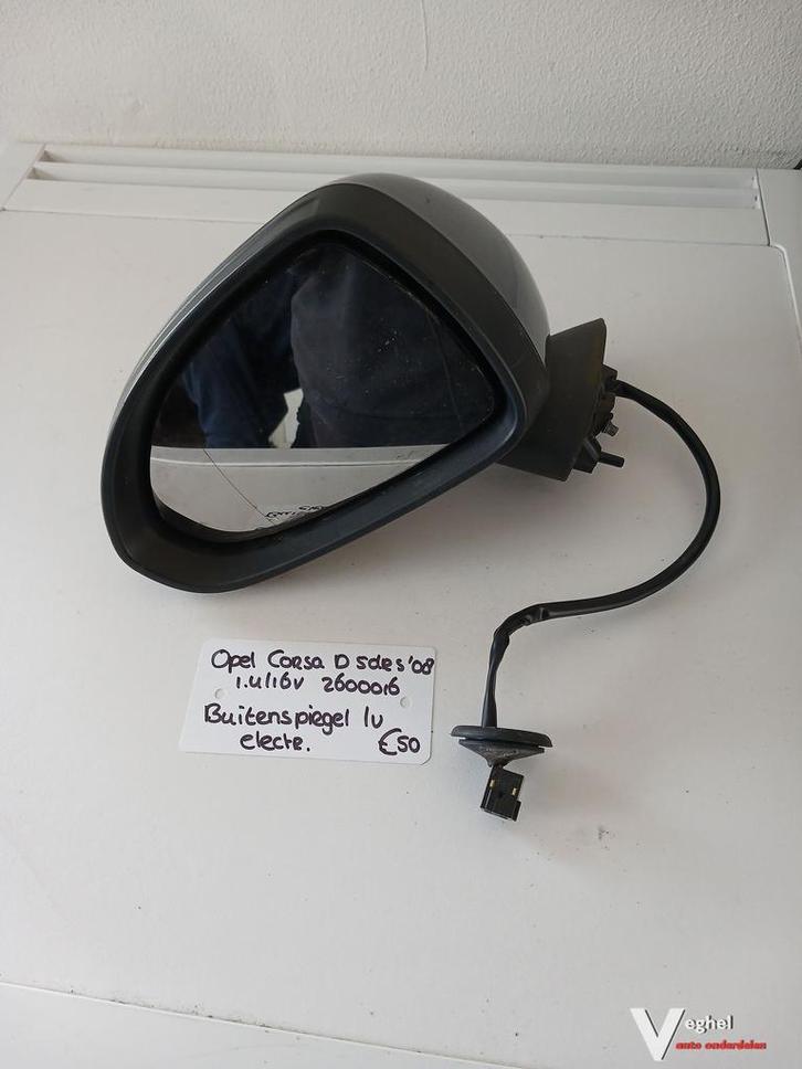 Opel Corsa D 5drs 2600016 Buitenspiegel LV donkerblauw '08, Auto-onderdelen, Spiegels, Gebruikt, Ophalen of Verzenden