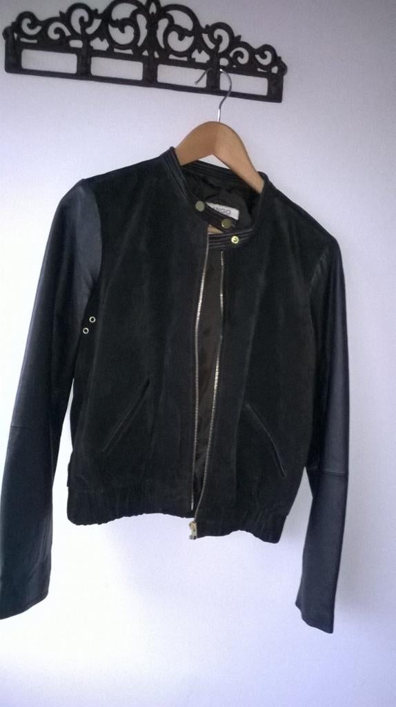 Suede / leren jasje Mango, Kleding | Dames, Maat 38/40 (M), Mango, Bruin, Ophalen of Verzenden