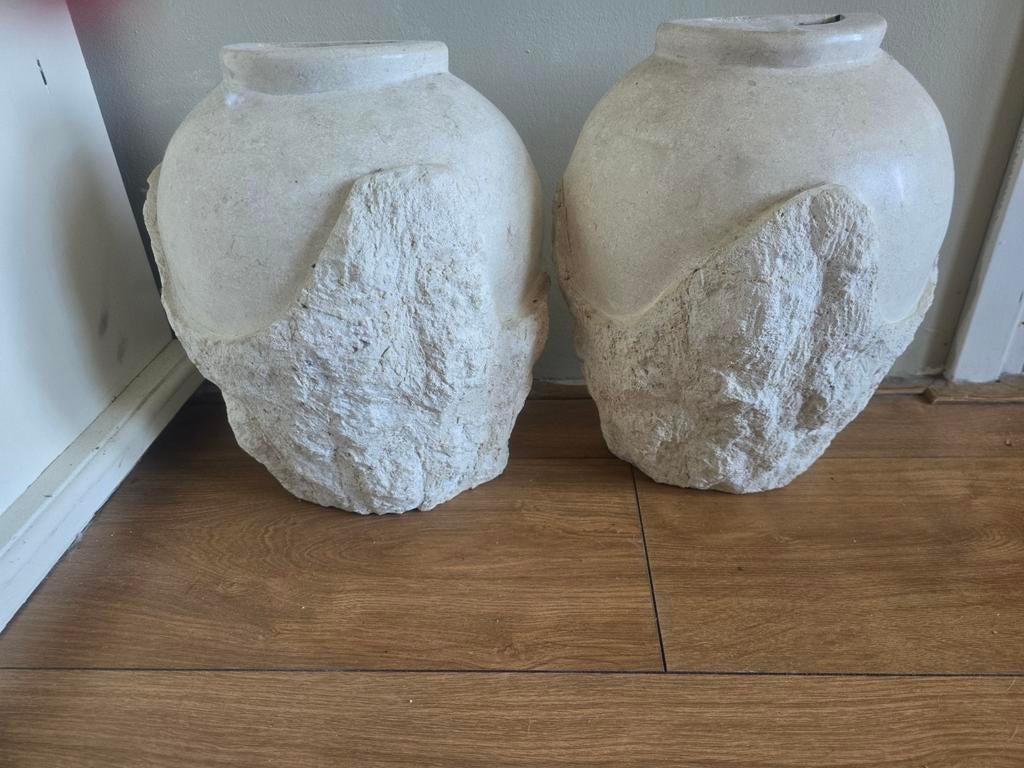 Set van 2 Griekse stijl vazen / potten, Huis en Inrichting, Woonaccessoires | Vazen, Ophalen, Steen, Overige kleuren, Zo goed als nieuw