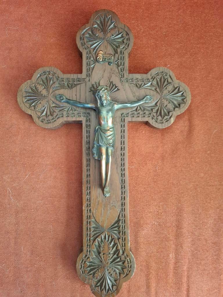 Mooie antieke kruis 43 cm, Ophalen of Verzenden