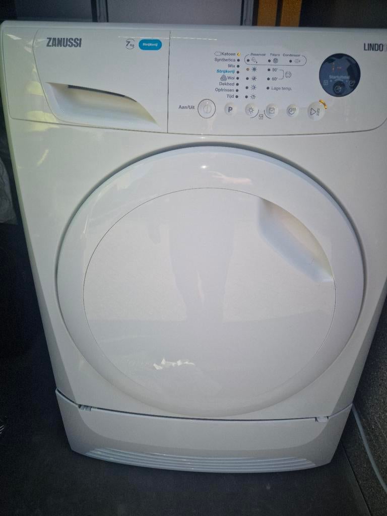Zanussi Lindo 100 (Condens)Wasdroger (7 kg)., Gebruikt, Ophalen of Verzenden, Voorlader, 85 tot 90 cm
