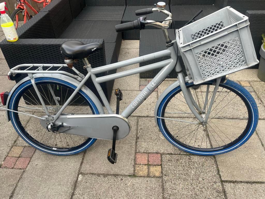 Cortina U4 Transportfiets - Grijs met blauwe banden, Ophalen, Gebruikt, 26 inch of meer, Versnellingen