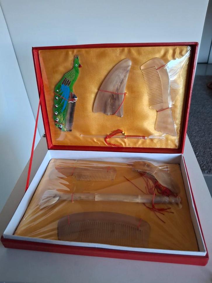 Chinees luxe handgemaakte hoorn kammen en haarspeld set, Sieraden, Tassen en Uiterlijk, Uiterlijk | Haarverzorging, Nieuw, Kam of Borstel