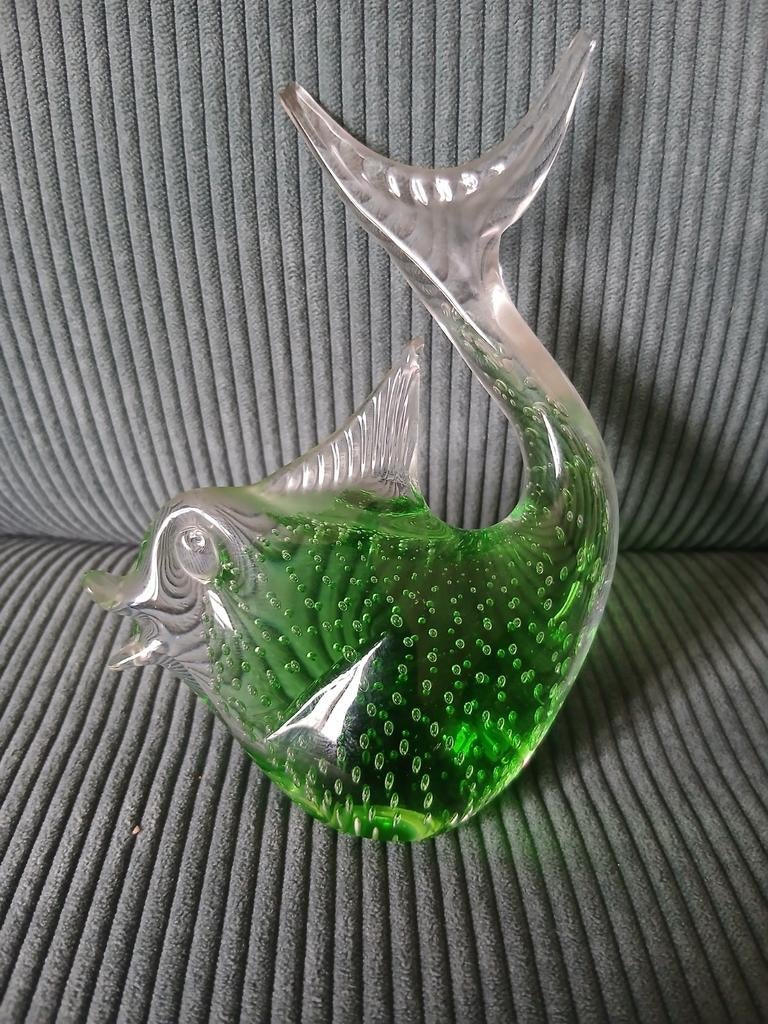 Glazen visje glaskunst, groen met bubbels, Antiek en Kunst, Antiek | Glas en Kristal, Ophalen of Verzenden